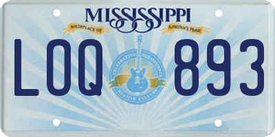 MS license plate LOQ893