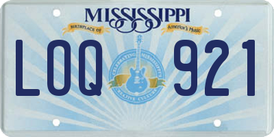 MS license plate LOQ921