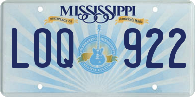 MS license plate LOQ922