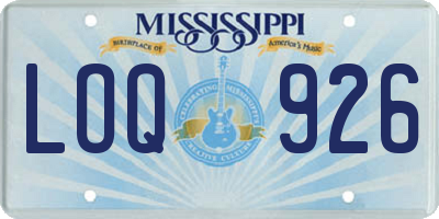 MS license plate LOQ926