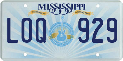 MS license plate LOQ929