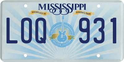 MS license plate LOQ931