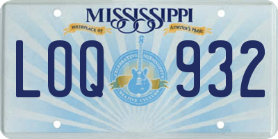 MS license plate LOQ932