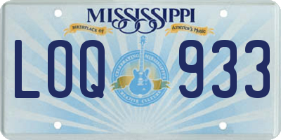 MS license plate LOQ933