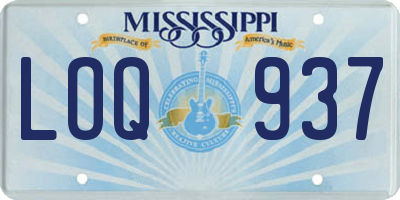 MS license plate LOQ937