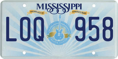 MS license plate LOQ958