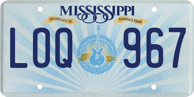 MS license plate LOQ967