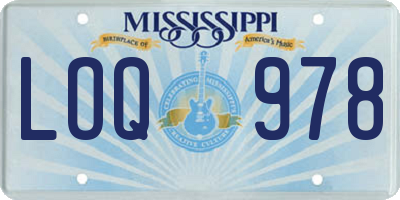 MS license plate LOQ978