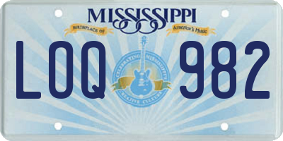 MS license plate LOQ982