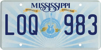 MS license plate LOQ983