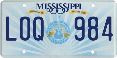 MS license plate LOQ984