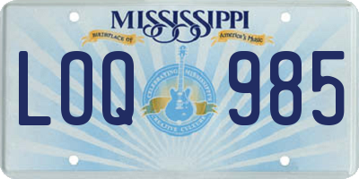 MS license plate LOQ985