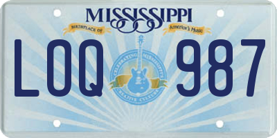 MS license plate LOQ987