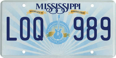 MS license plate LOQ989