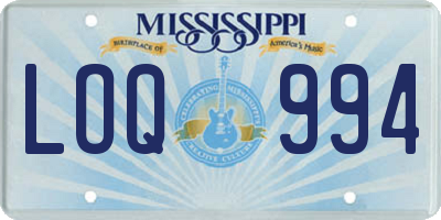 MS license plate LOQ994