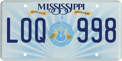 MS license plate LOQ998