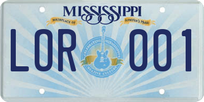 MS license plate LOR001