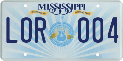 MS license plate LOR004