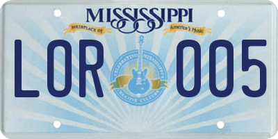 MS license plate LOR005