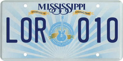 MS license plate LOR010