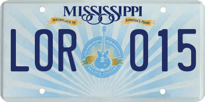 MS license plate LOR015