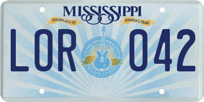 MS license plate LOR042