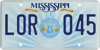 MS license plate LOR045