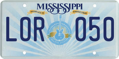MS license plate LOR050
