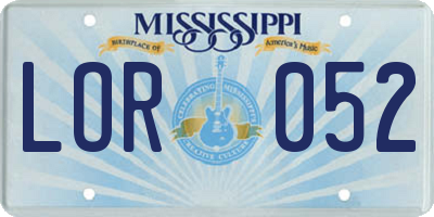 MS license plate LOR052