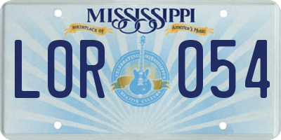 MS license plate LOR054
