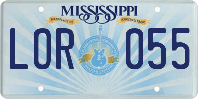 MS license plate LOR055
