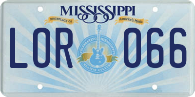 MS license plate LOR066