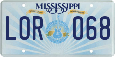 MS license plate LOR068