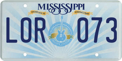 MS license plate LOR073
