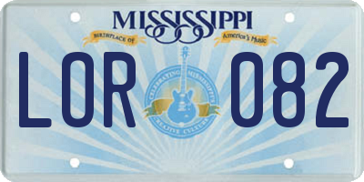 MS license plate LOR082