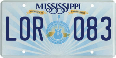 MS license plate LOR083