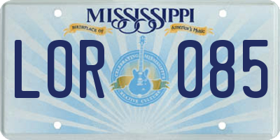 MS license plate LOR085