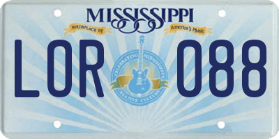 MS license plate LOR088