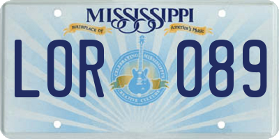 MS license plate LOR089