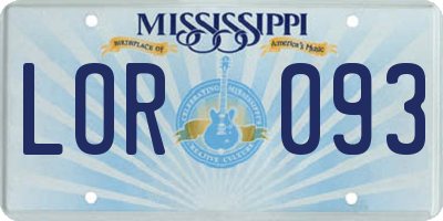 MS license plate LOR093