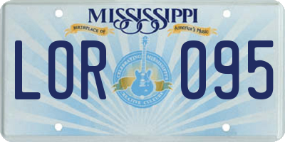 MS license plate LOR095
