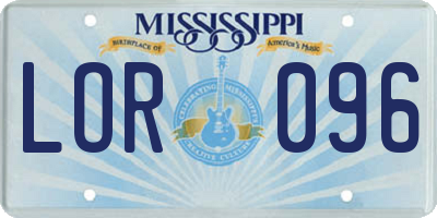 MS license plate LOR096