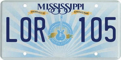 MS license plate LOR105