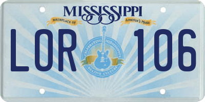 MS license plate LOR106