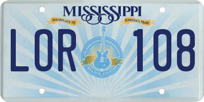 MS license plate LOR108