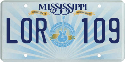 MS license plate LOR109