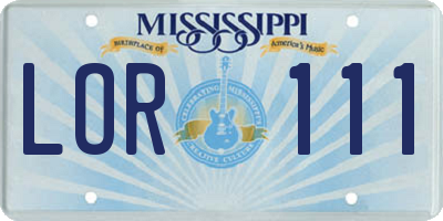MS license plate LOR111