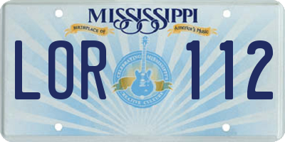 MS license plate LOR112