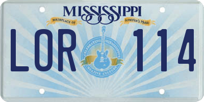 MS license plate LOR114
