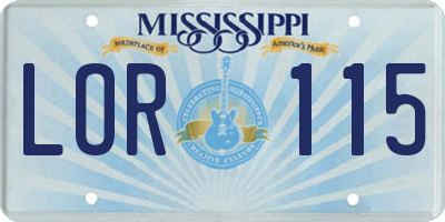 MS license plate LOR115